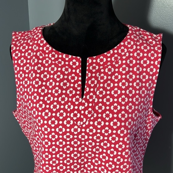 Talbots Large Pink White Flower Geo Print Sleeveless Ottoman Shell Tank Top NWT - Picture 2 of 7
